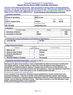 Fillable Online Coloradodot Bromberg Thomas R DRB CS Form Doc