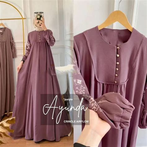 Jual Sr Bordir Ayunda Dress Matt Crinkle Airflow Gamis Terbaru