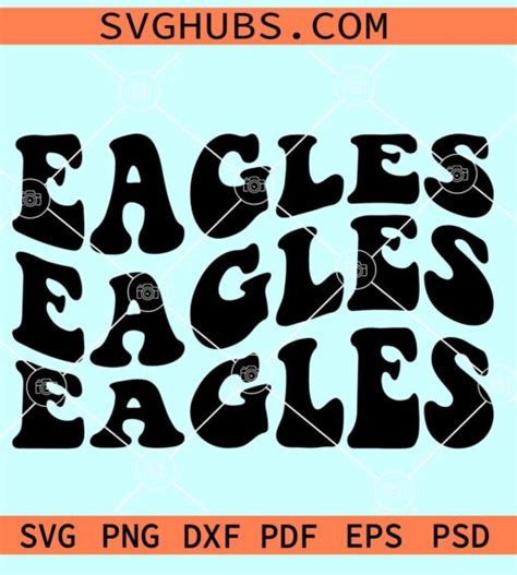 Eagles Wavy Letters Svg Eagles Wavy Stacked Svg Go Eagles Svg