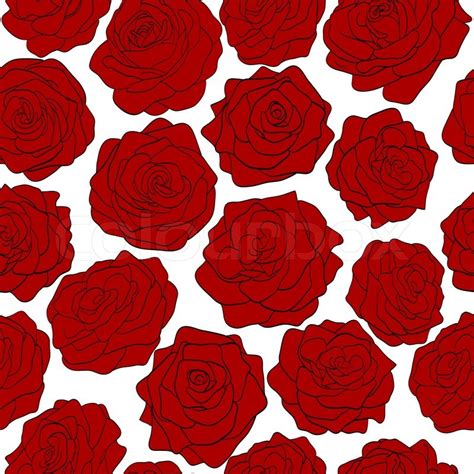 Seamless Pattern Of Red Roses On A Stock Vector Colourbox