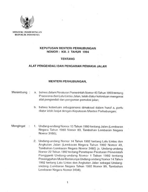 Pdf Keputusan Menteri Perhubungan No Tahun Ttg Alat