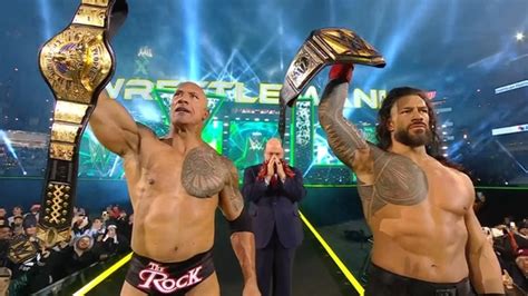 Wwe Wrestlemania Day Highlights Reigns And Rock Win Day Main