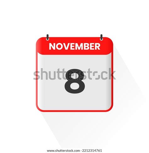 8th November Calendar Icon November 8 Stock Vector (Royalty Free ...