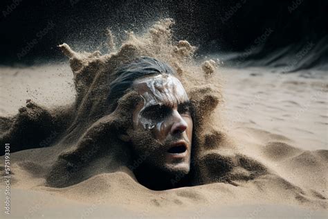 Person Sinking Into Quicksand Representing The Feeling Of Being