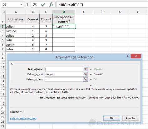 Fonction Excel Ou