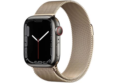 Apple Watch Series 7 GPS + Cellular 41mm Graphite Stainless Steel with Gold Milanese Loop A2475 ...