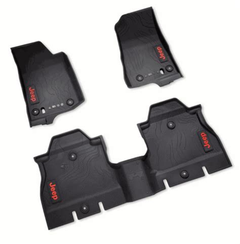 2 Door 2018-21 Jeep Wrangler JL Floor Mats, All-Weather, Red Jeep Logo ...