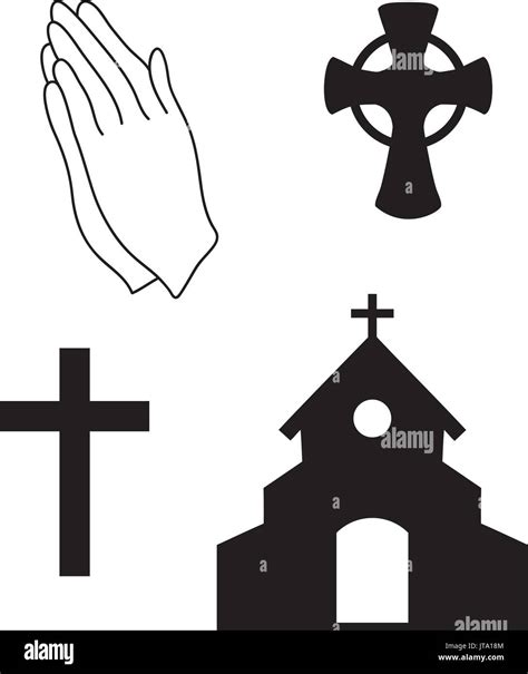 Vector Illustration Of Christian Faith Church Symbols Praying Hands