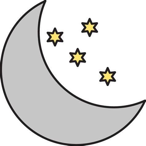 Crescent Moon With Stars Night Icon In Gray And Yellow Color