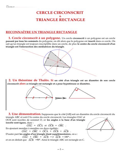 Cercle Circonscrit Triangle Rectangle