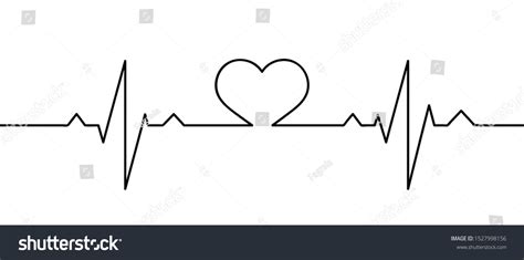 Human Heart Rhythm Silhouette Single Continuous Vetor Stock Livre De