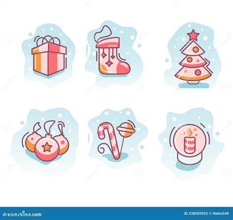 Christmas Icons New Year Vector Art Gift Stock Vector Illustration Of