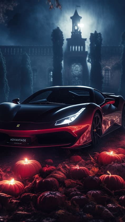 Ferrari Wallpaper 4K, Sports car, Halloween background