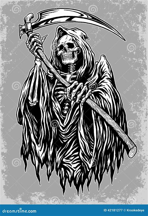 Hand Inked Grim Reaper Illustration Stock Vector Image 42181277