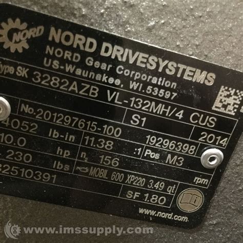 Nord Sk Azsh Vl Mh Cus Gear Motor Ims Supply