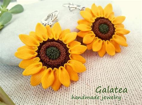 Sunflowers Earrings Yellow Sunflowers Jewelry Polymer Clay Flower