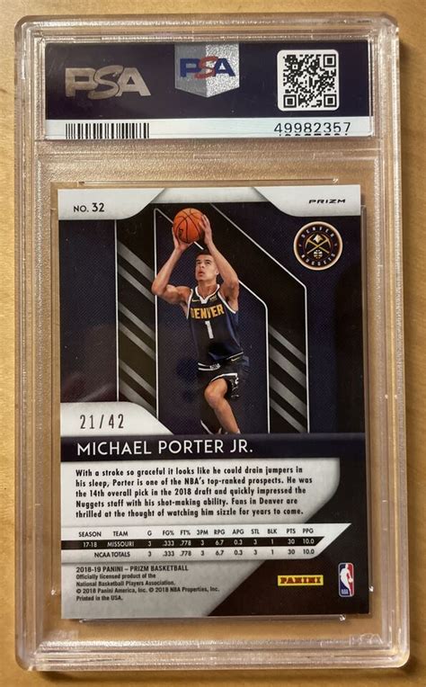 Michael Porter Jr 2018 Panini Prizm Rookie Pink Pulsar 42 PSA 9 MINT