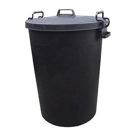 110L HEAVY DUTY BLACK PLASTIC RUBBISH REFUSE BIN WASTE W LOCKING LID