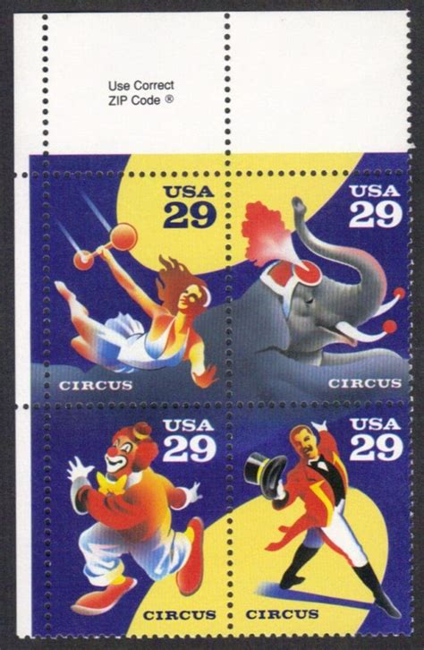 Scott 2750 53 CIRCUS PERFORMERS ZIP BLOCK 4 MNH NICELY CENTERED