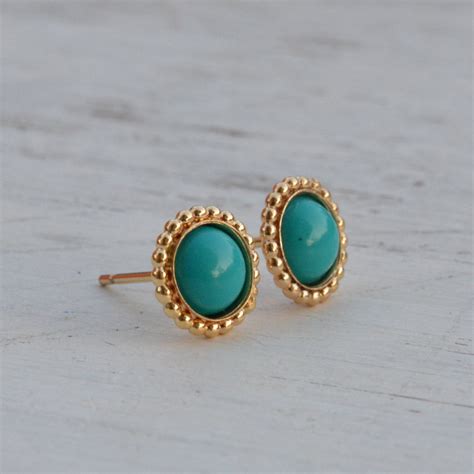 Turquoise Earrings Stud,turquoise Earrings,gold Earrings,stud Earrings,bohemian Jewelry ...