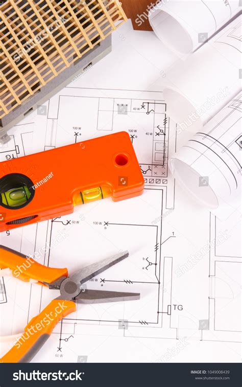 Electrical Drawings Diagrams Orange Work Tools Stock Photo 1049008439 | Shutterstock