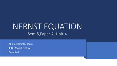 Nernst Equation PPT