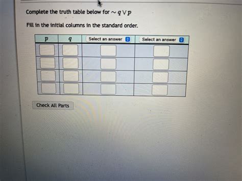 Answered Complete The Truth Table Below For ~q V… Bartleby