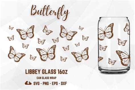 Butterfly 16oz Libbey Glass Wrap SVG Graphic By AppearanceCraft