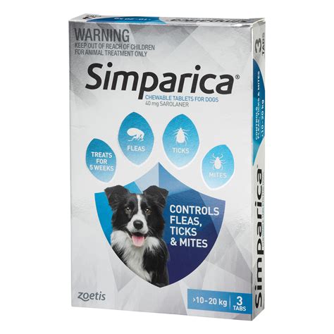 3pk Simparica Chew For Dogs 10 To 20kg Fleas Ticks And Mites Normanby