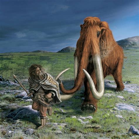 Mammoth Chasing A Caveman Photograph by Stefan Schiessl/science Photo Library