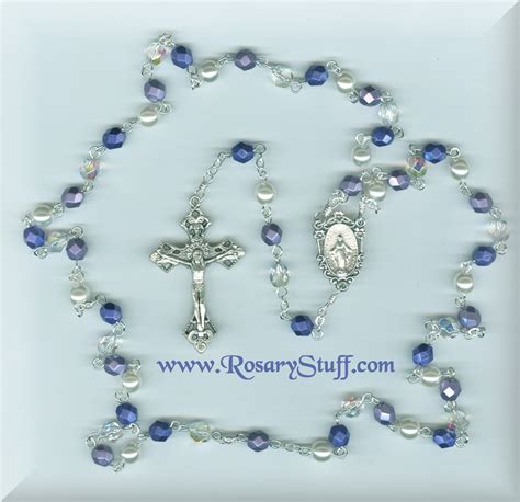 Handmade Metallic Purple, Pearl & Clear Glass Rosary