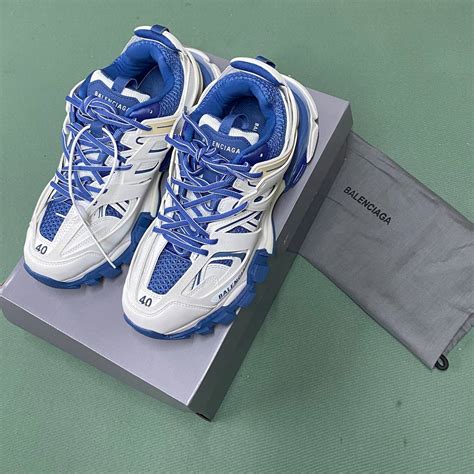 Balenciaga Ayakkabi Track Erkek Sneakers Beyaz Mavi