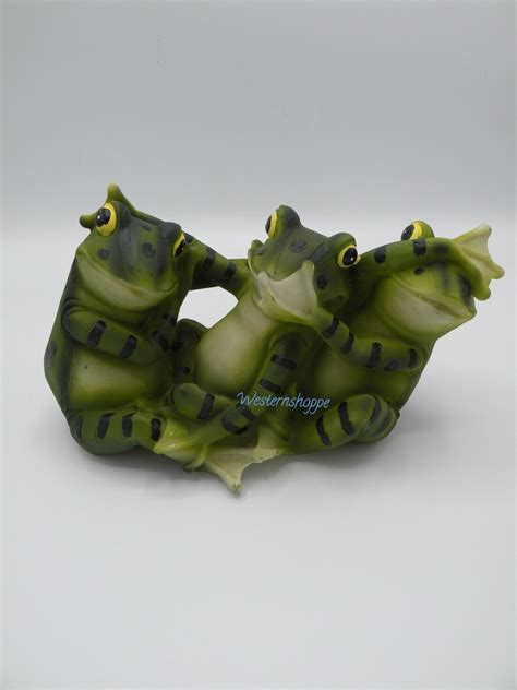 Frog Statue Hear No Evil Speak No Evil Trio Of Frogs Figurine Etsy