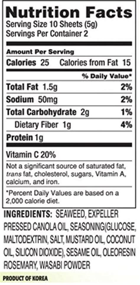 seaweed nutrition facts