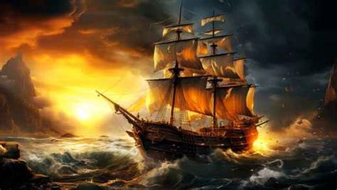 Sailing Ship a Storm is Coming at 4K - LiveWallpapers4Free.com