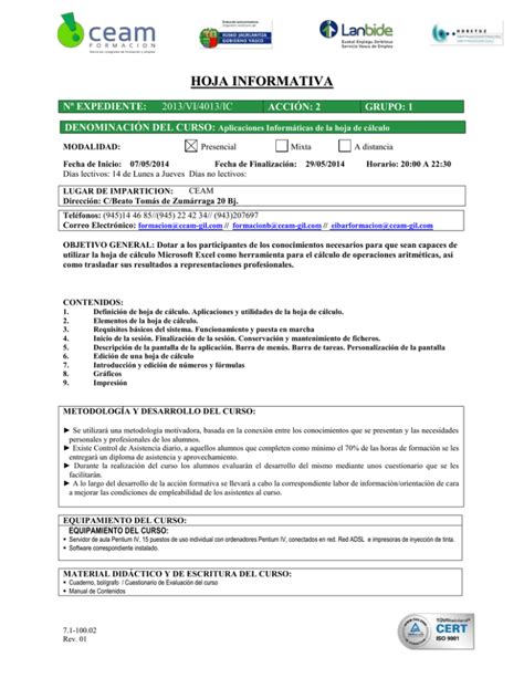 Descargar Hoja Informativa En Pdf