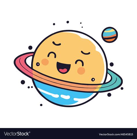 A cute saturn planet smiling Royalty Free Vector Image