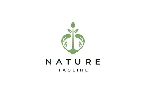 Premium Vector Love Plant Nature Logo Icon Design Template Flat