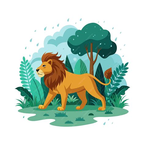 Realistic Lion Vector Illustration Concept Premium Ai Generated Vector