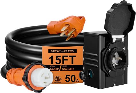 Amazon FILLUCK 15FT 50 Generator Cord With Pre Drilled Power