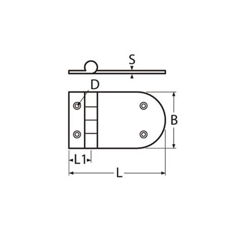 Charnière asymétrique 103x65x4 en inox 316