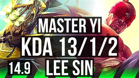 MASTER YI Vs LEE SIN JGL 13 1 2 1600 Games Legendary KR Master