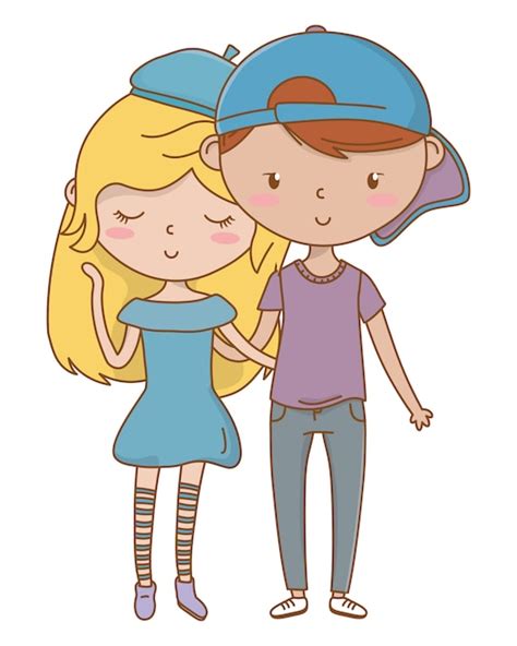 Muchacho Adolescente Y Niña De Dibujos Animados Vector Gratis