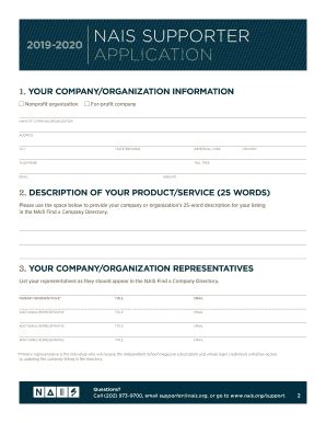 Fillable Online NAIS Supporter Program NAIS Fax Email Print PdfFiller