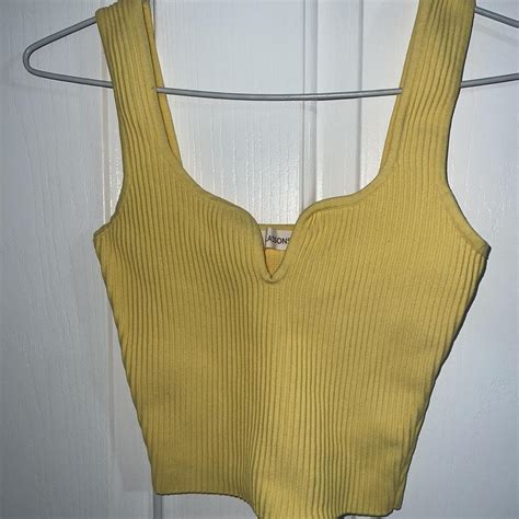 Brand New Glassons Yellow Rib Crop Size Depop