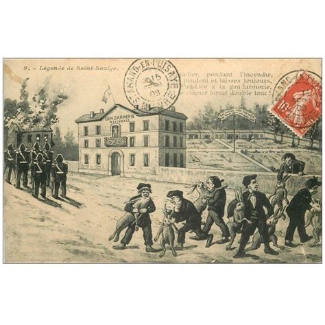 58 SAINT SAULGE La légende Incendie de la Gendarmerie et Lapins 1908