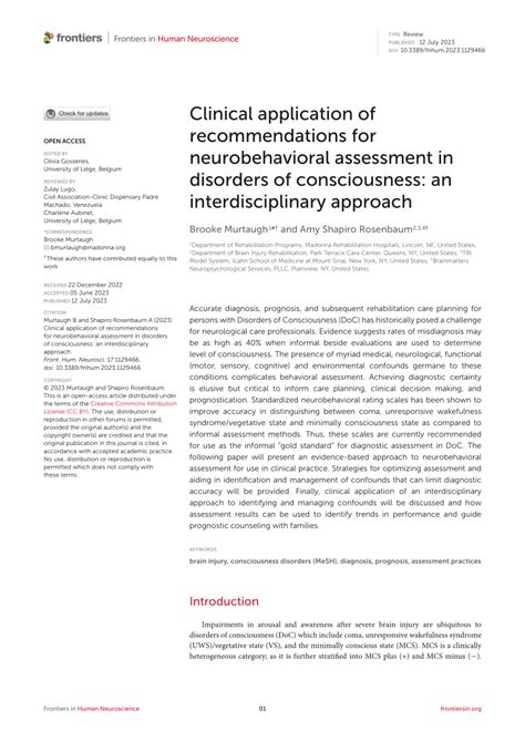 Pdf Clinical Application Of Recommendations For Neurobehavioral