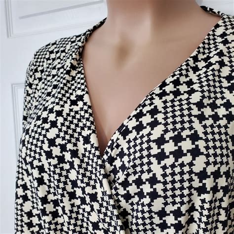 Talbots Tops Talbots Houndstooth Faux Wrap Top Poshmark