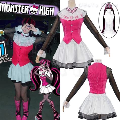 Monster Cos High Draculaura Cosplay Costume Pink Suit Vampiree