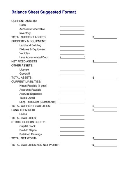 Free Printable Classified Balance Sheet Templates [excel Pdf] Example